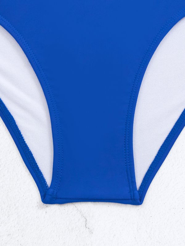 New one-piece swimsuit color blocking conservative solid color competitive swimsuit for women
