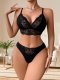 Women's lace bra set French style backless gathered cross exposed bra