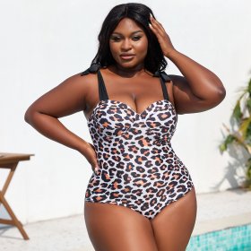 New plus size printed fashionable and sexy steel support swimsuit for women