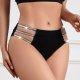 Seamless knitted thin band comfortable hip-hugging elastic ribbed mid-waist briefs for women