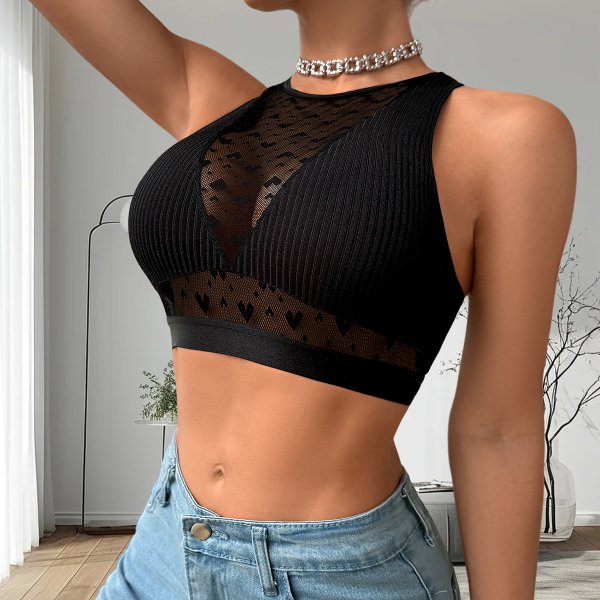 Bra small vest deep V hollow-out splicing mesh love hot sales hot girl underwear
