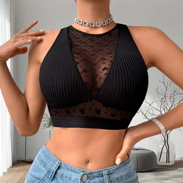 Bra small vest deep V hollow-out splicing mesh love hot sales hot girl underwear