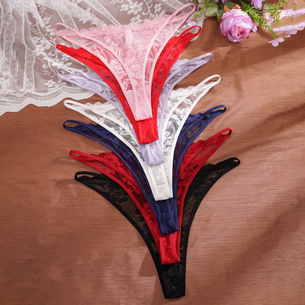 Multi colored lace sexy transparent women\'s plus size sexy low waisted thong