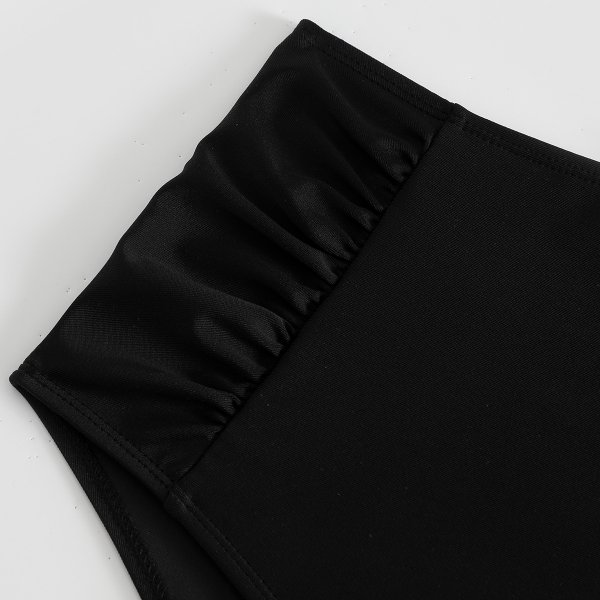 New women's triangle swimsuit with pleated solid color and high elasticity bikini swimsuit Pants