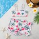 New children's swimsuit split print floral three piece shorts bikini
