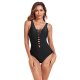 New one-piece swimsuit black hollow out high elasticity conservative fashion swimsuit for women