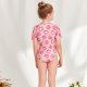 Children's swimsuit, women's printed cute one-piece sunscreen surfing suit 130-160