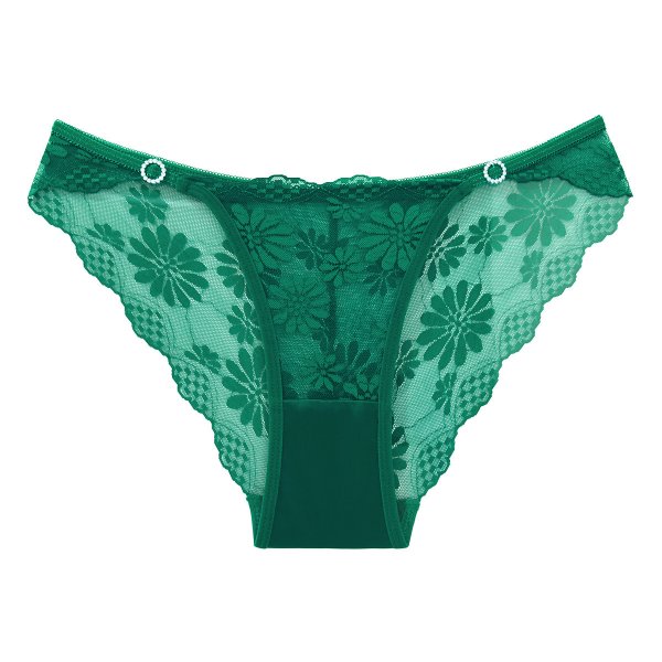Women's light luxury briefs, featuring sexy lace, breathable lace, thin and smooth, skin-fitting, low-waisted, and half-covered hip