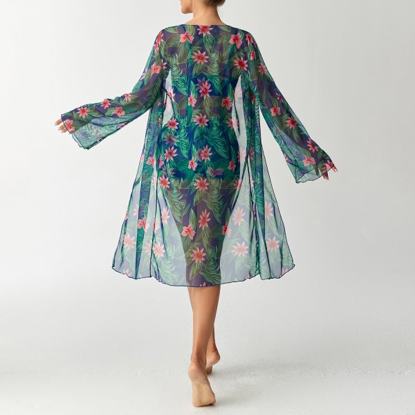 Swimsuit Long Sleeve Hoodie Split Three Piece Printed Sexy Swimsuit Women's Bikini