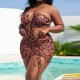 New split leopard print sexy plus size three piece set plus size swimsuit for women