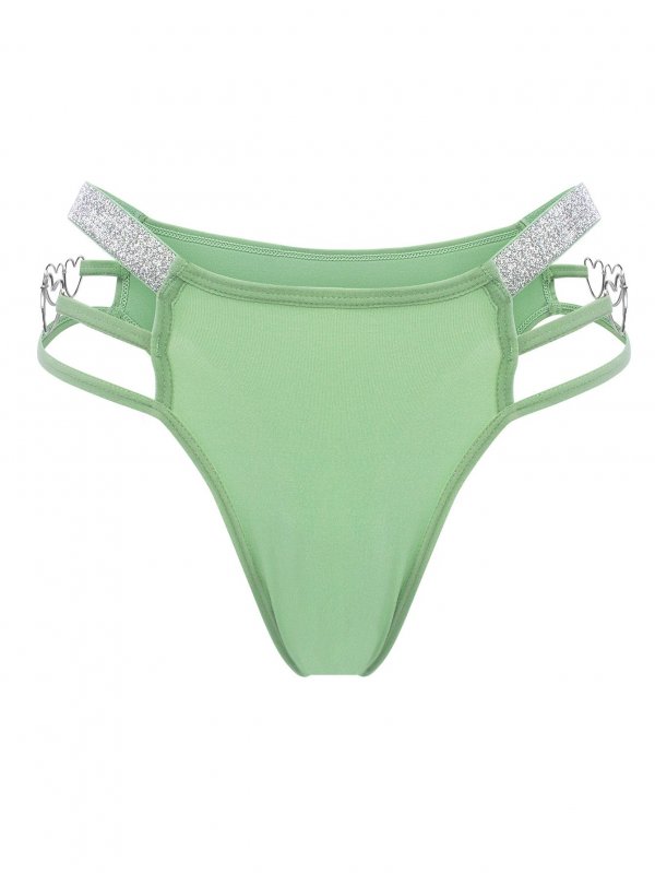 Sexy multi colored thin ribbon heart-shaped button silver ribbon breathable cross-border triangle pants for women