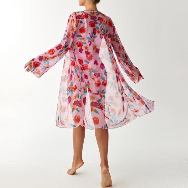 Swimsuit Long Sleeve Hoodie Split Three Piece Printed Sexy Swimsuit Women's Bikini