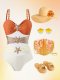 2026 popular starfish contrasting splicing one-piece swimsuit with backless hollow out women's swimsuit