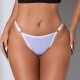 Multi-Color Ribbed Thong with Lace Trim & Heart Hardware: Breathable Teen Underwear