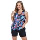 New Split Swimsuit Color blocked Conservative Printed Tankini Set Swimsuit for Women