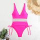 Solid color one-piece splicing women's sexy new conservative backless bikini swimsuit