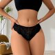 Black Lace Low-Rise Thong with Double Heart Hardware: Invisible Breathable Teen Underwear
