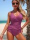 2026 new women's tight-fitting, solid-color bikini with a cross-back one-piece swimsuit