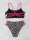 2026 new split swimsuit leopard print minimalist bikini with chest cushion women's sexy beach swimsuit women