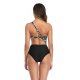 New solid color one-piece swimsuit, one shoulder sexy bikini