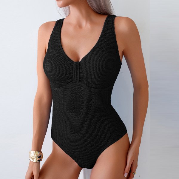 New one-piece swimsuit women's solid color sexy bikini