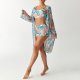 Swimsuit Long Sleeve Hoodie Split Three Piece Printed Sexy Swimsuit Women's Bikini