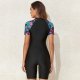 New one-piece long sleeved sports print patchwork swimsuit women's surfing suit