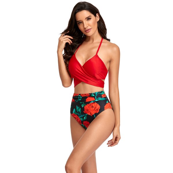 New sexy bikini set with bandage and split high waist swimsuit