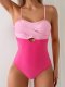 New color blocked one-piece swimsuit ins 2025 new sexy bikini for women