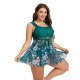 New split swimsuit printed skirt style Tankini plus size swimsuit for women