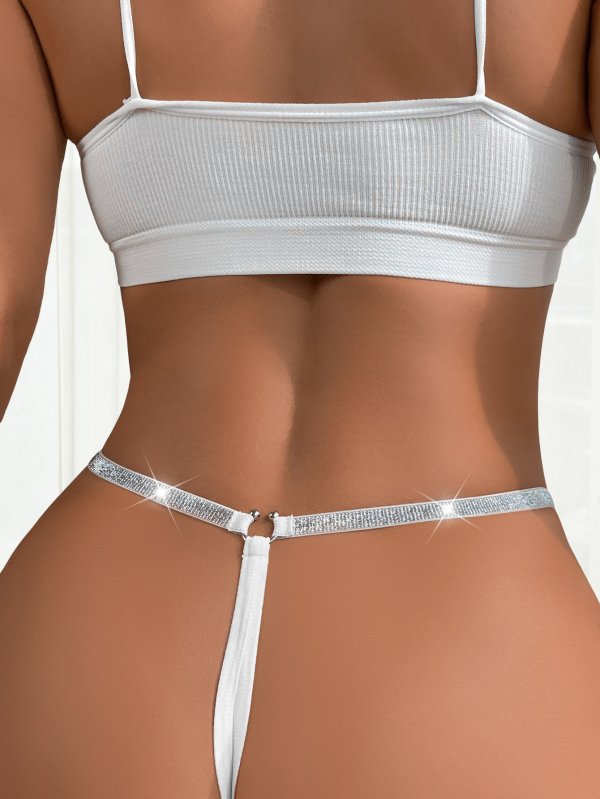 Women's slim thong with sexy design, ultra-thin silver ribbon, comfortable women's underwear
