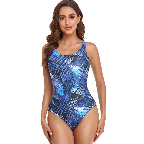 New swimsuit vest style printed sports swimsuit one-piece women\'s swimsuit