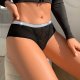 Black Lace Low-Rise Briefs with Glitter Waistband: Invisible Breathable Teen Underwear (S-M)