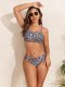 2026 new split swimsuit leopard print minimalist bikini with chest cushion women's sexy beach swimsuit women
