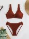 New Split Swimsuit Women's Solid Color Sexy Bikini Set