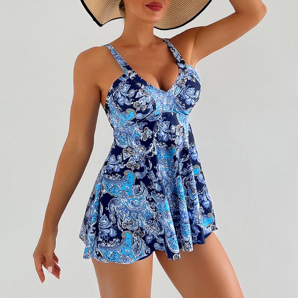 New swimsuit women's skirt style printed Tankini set