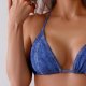 New splicing bikini solid color swimsuit strap swimsuit women's imitation denim bikini