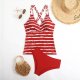 New bikini sexy printed striped swimsuit women's split swimsuit