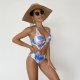 New one-piece swimsuit printed hot stamping sexy hollow tight bikini swimsuit for women