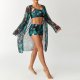 Swimsuit Long Sleeve Hoodie Split Three Piece Printed Sexy Swimsuit Women's Bikini