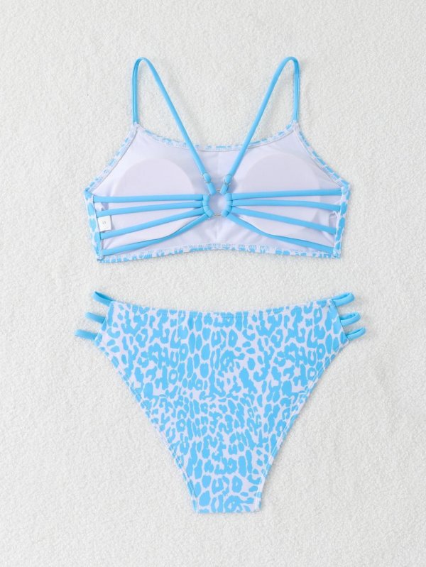 2026 new split swimsuit leopard print minimalist bikini with chest cushion women's sexy beach swimsuit women