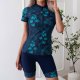 New sports split women's short sleeved printed swimsuit surfing suit set