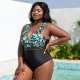 New plus size one-piece fashionable printed women's swimsuit