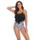 New women's swimsuit double-layer lotus leaf high waist split swimsuit bikin