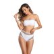 New swimsuit three piece set, black and white mesh sexy swimsuit, women's strapless bikini