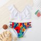 Children's swimsuit cute solid color printed bikini swimsuit