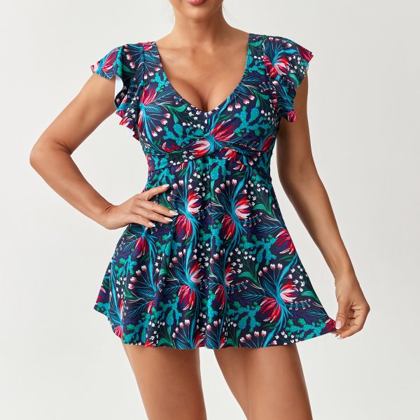 2025 New Tankini Conservative Split Skirt Swimsuit Bikini