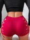 High-Waisted Red Cutout Boyshort: Seamless Lifting Women’s Underwear
