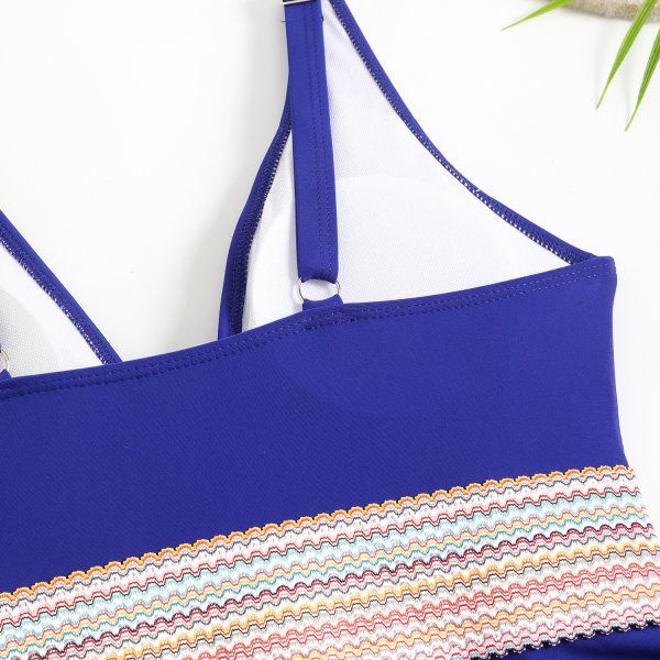 Solid color one-piece splicing women's sexy new conservative backless bikini swimsuit