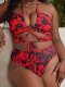 New bikini swimsuit plus size printed three piece swimsuit set